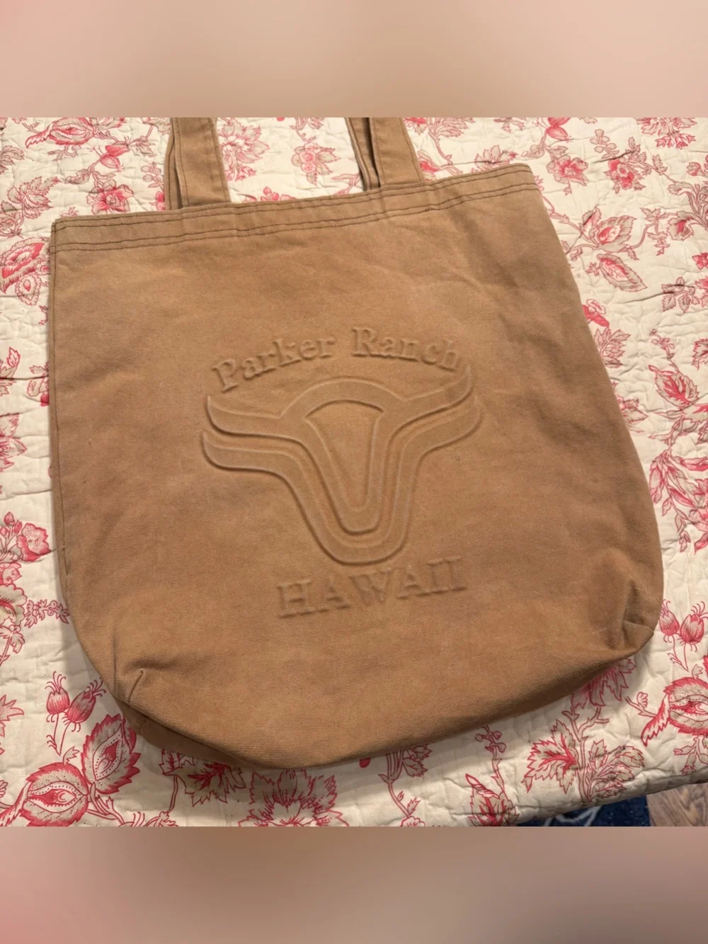 Vintage 90s Parker Ranch Hawaii Made in USA cotton Tan Canvas Tote Bag